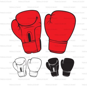 Guantes de boxeo. Cortar archivos para Cricut. Siluetas de Clip Art (eps, svg, pdf, png, dxf, jpeg).