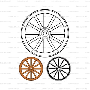 Altes Holzrad. Dateien für Cricut ausschneiden. ClipArt Silhouetten (eps, svg, pdf, png, dxf, jpg).