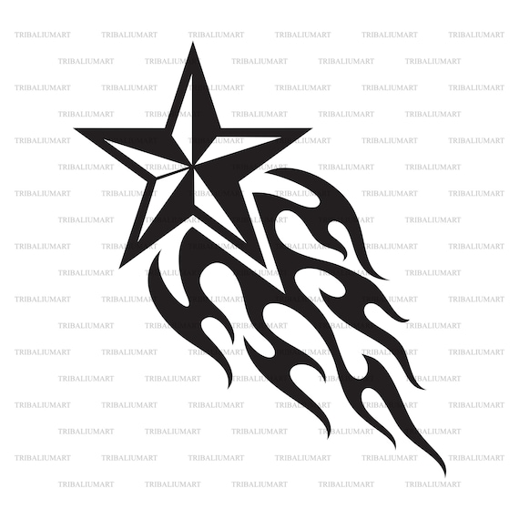Stella fiammeggiante fiamma fuoco. Tagliare i file per Etsy