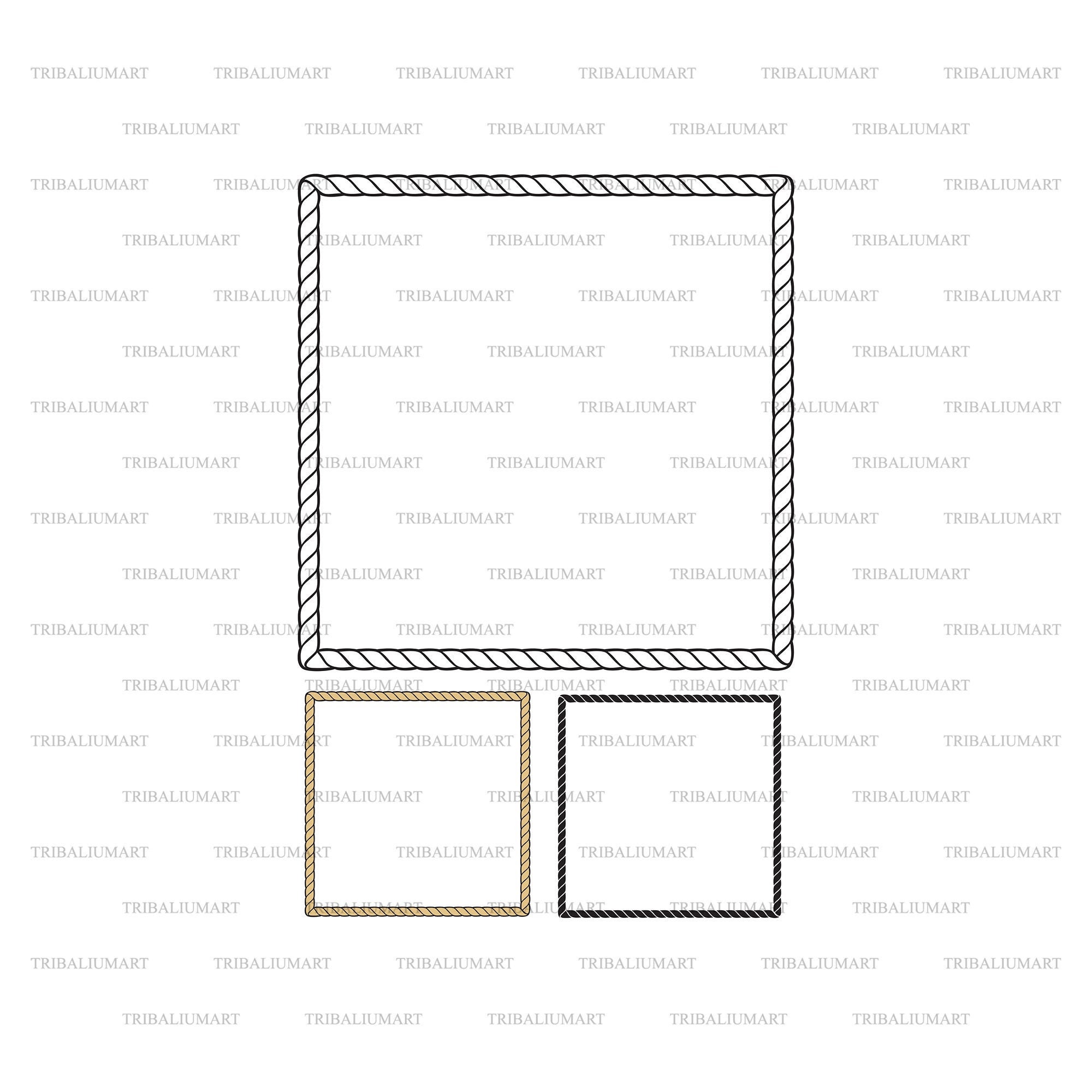 Rope frame square. Cut files for Cricut. Clip Art silhouette | Etsy