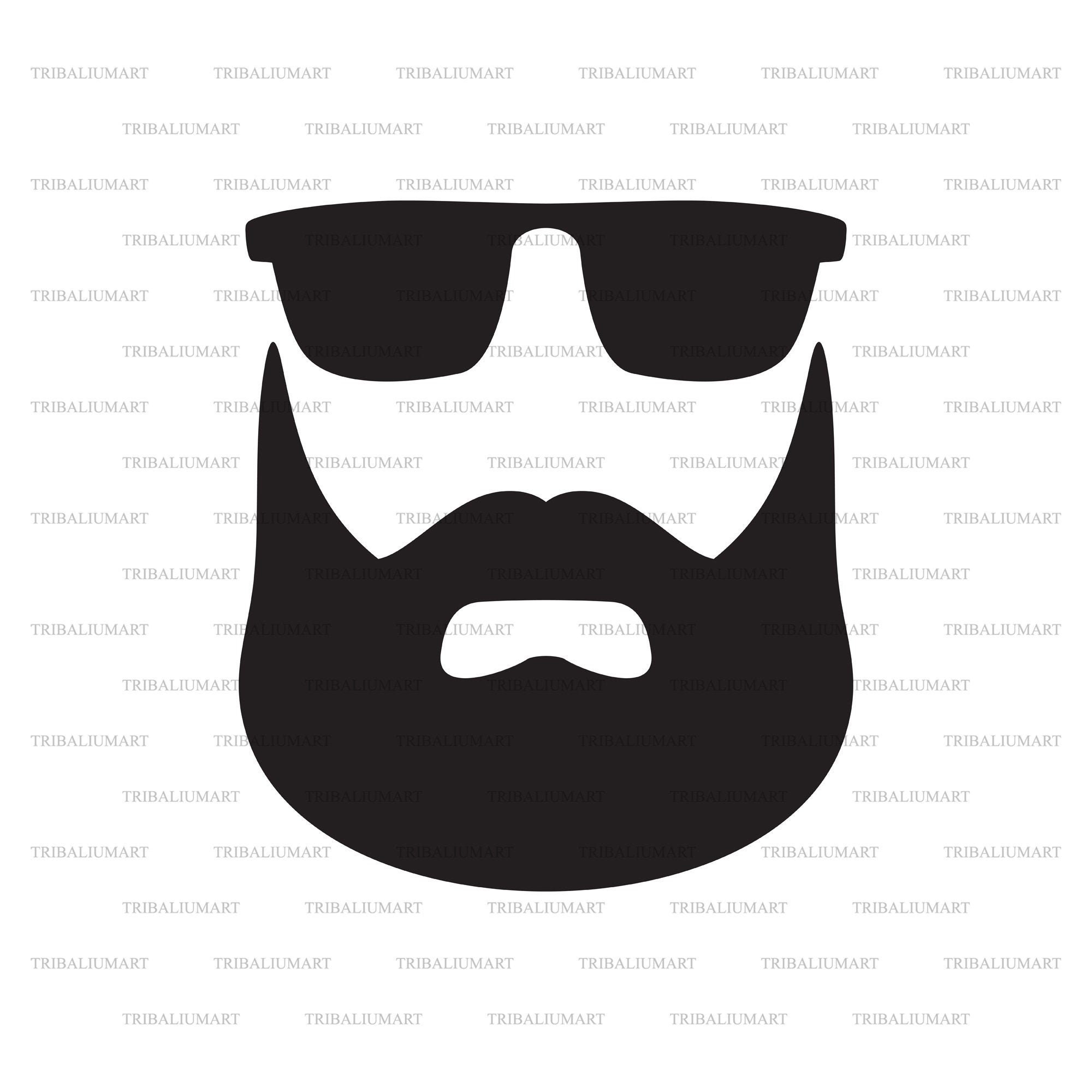 Beard and Sunglasses Silhouette. Cut Files for Cricut. Clip Etsy UK