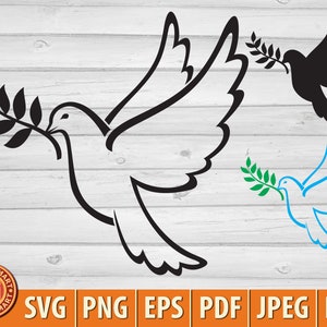 Colomba della pace. Taglia file per Cricut. Sagome Clip Art (eps, svg, pdf, png, dxf, jpeg).