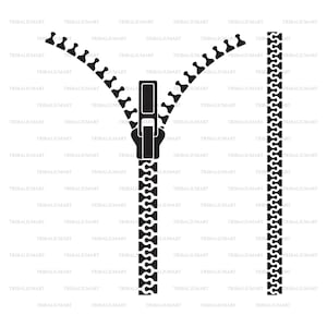 Open zipper. Cut files for Cricut. Clip Art silhouettes (eps, svg, pdf, png, dxf, jpeg).