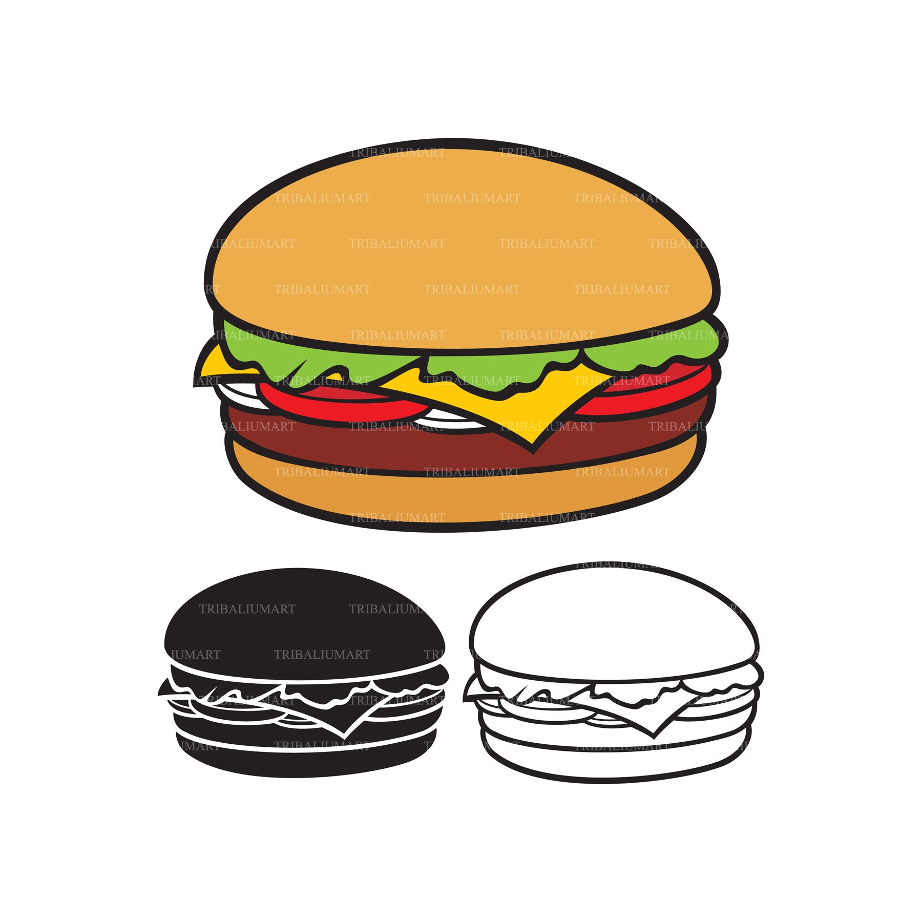 Hamburger icons. Cut files for Cricut. Clip Art (eps, svg, pdf, png, dxf, jpeg).