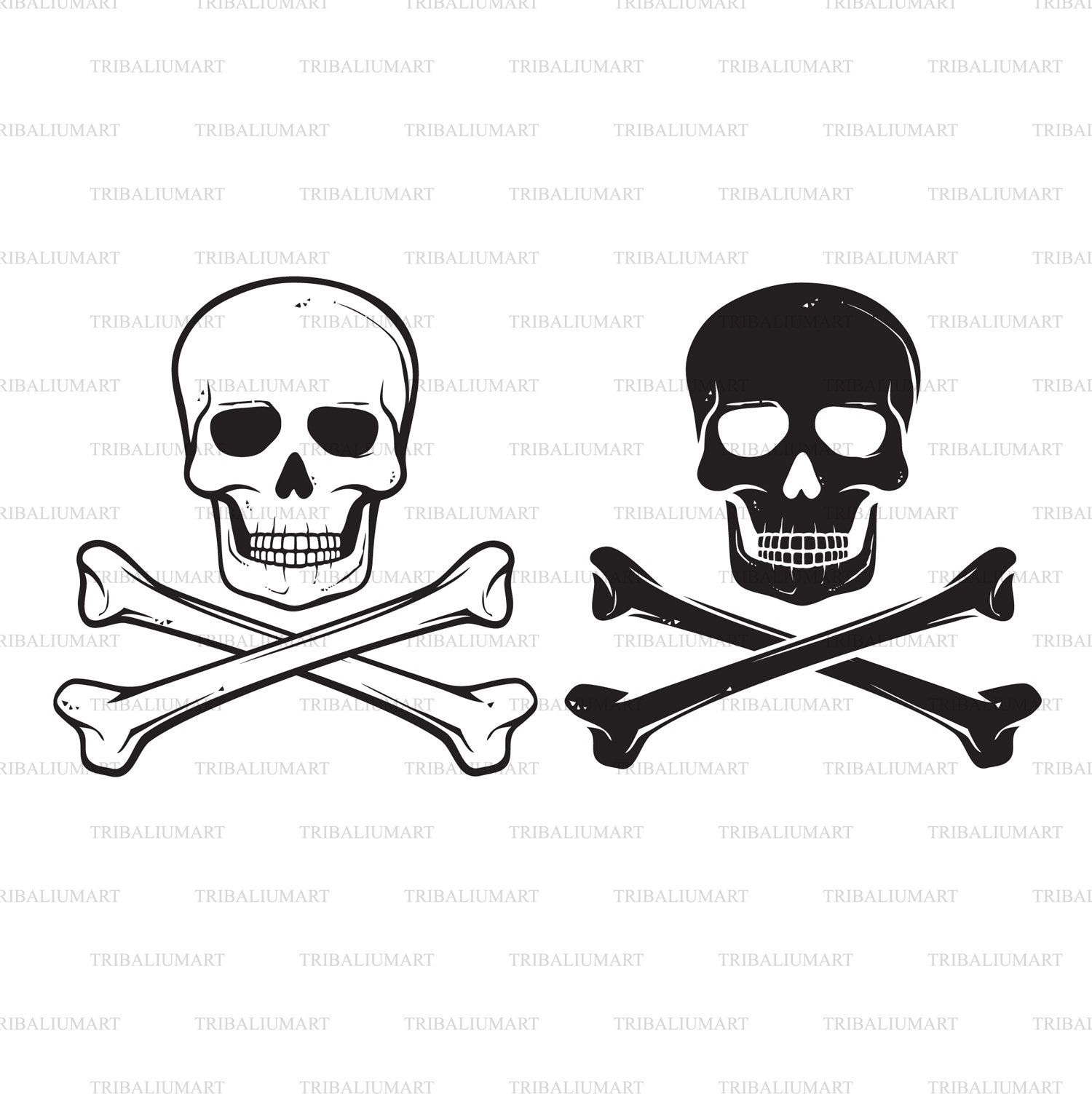 Skull With Crossed Bones (pirate Symbol). Cut Files for Cricut. Clip Art  Silhouettes (eps, Svg, Pdf, Png, Dxf, Jpeg). - Etsy, image size:1500x1503