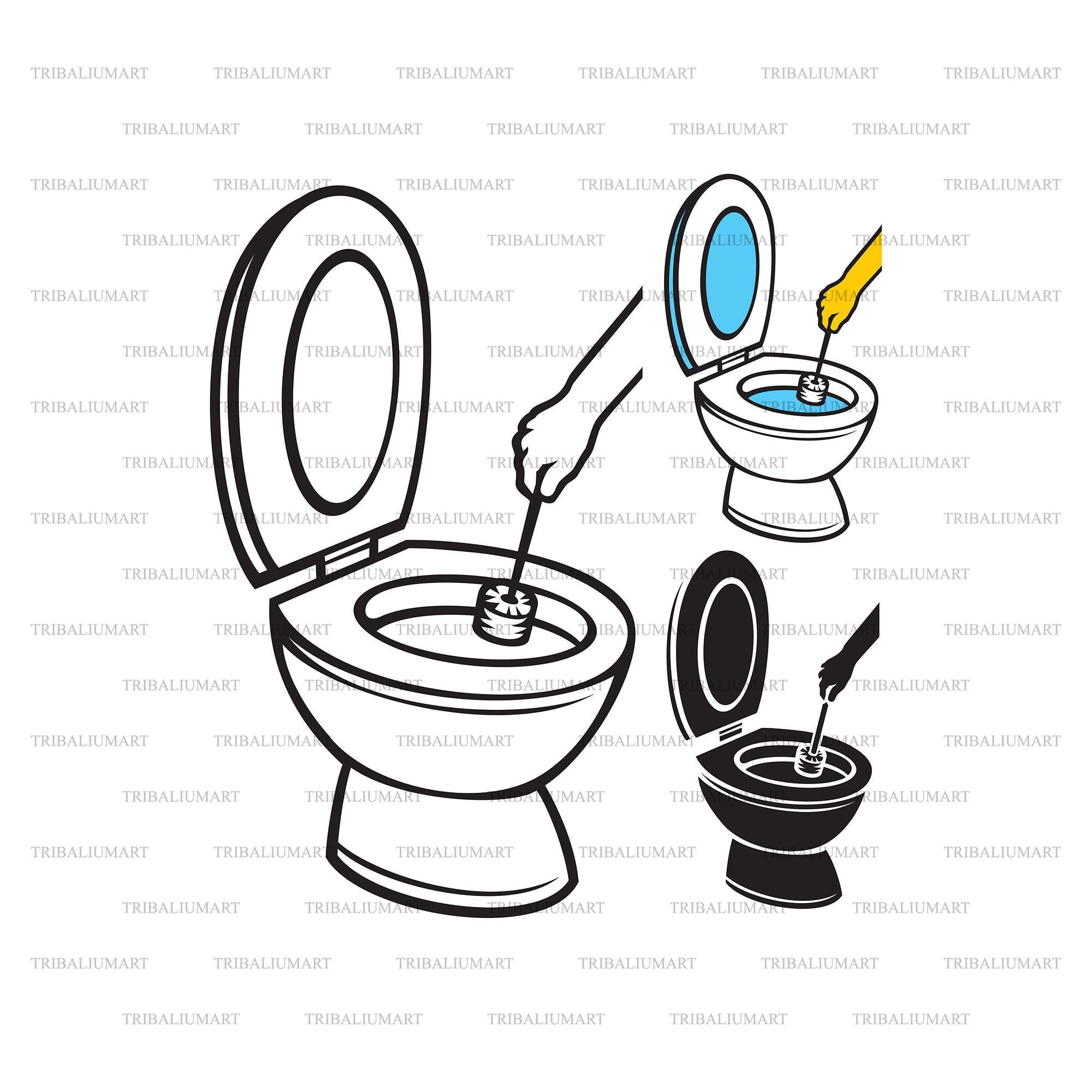 Hand Cleaning Toilet Bowl. Cut Files for Cricut. Clip Art (eps, Svg, Pdf,  Png, Dxf, Jpeg). - Etsy Israel, image size:2000x2000