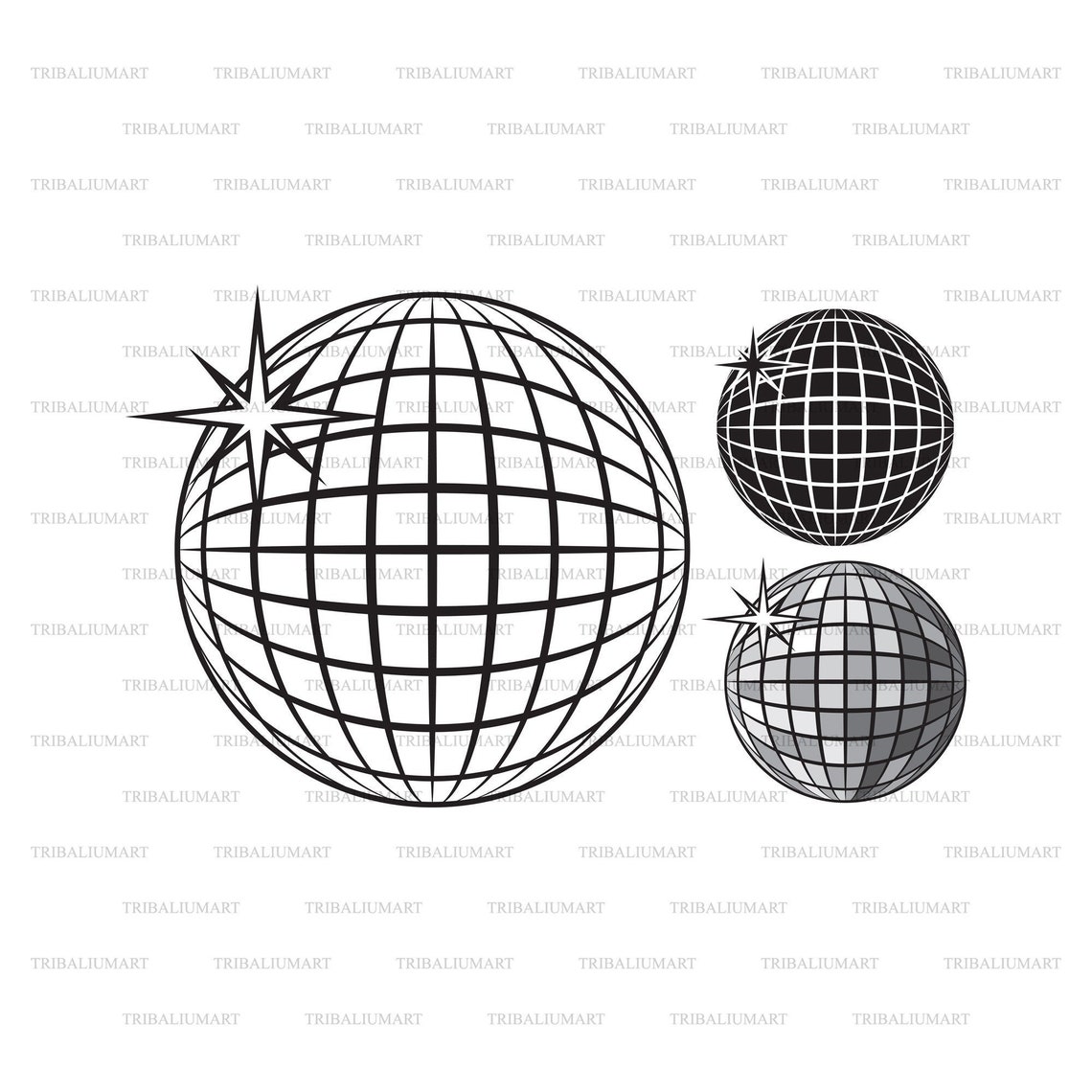 Disco ball. Cut files for Cricut. Clip Art silhouettes eps | Etsy