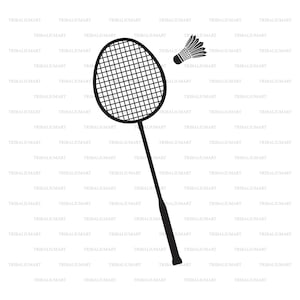 Badmintonschläger und Shuttlecock. Dateien für Cricut ausschneiden. ClipArt (eps, svg, pdf, png, dxf, jpg).