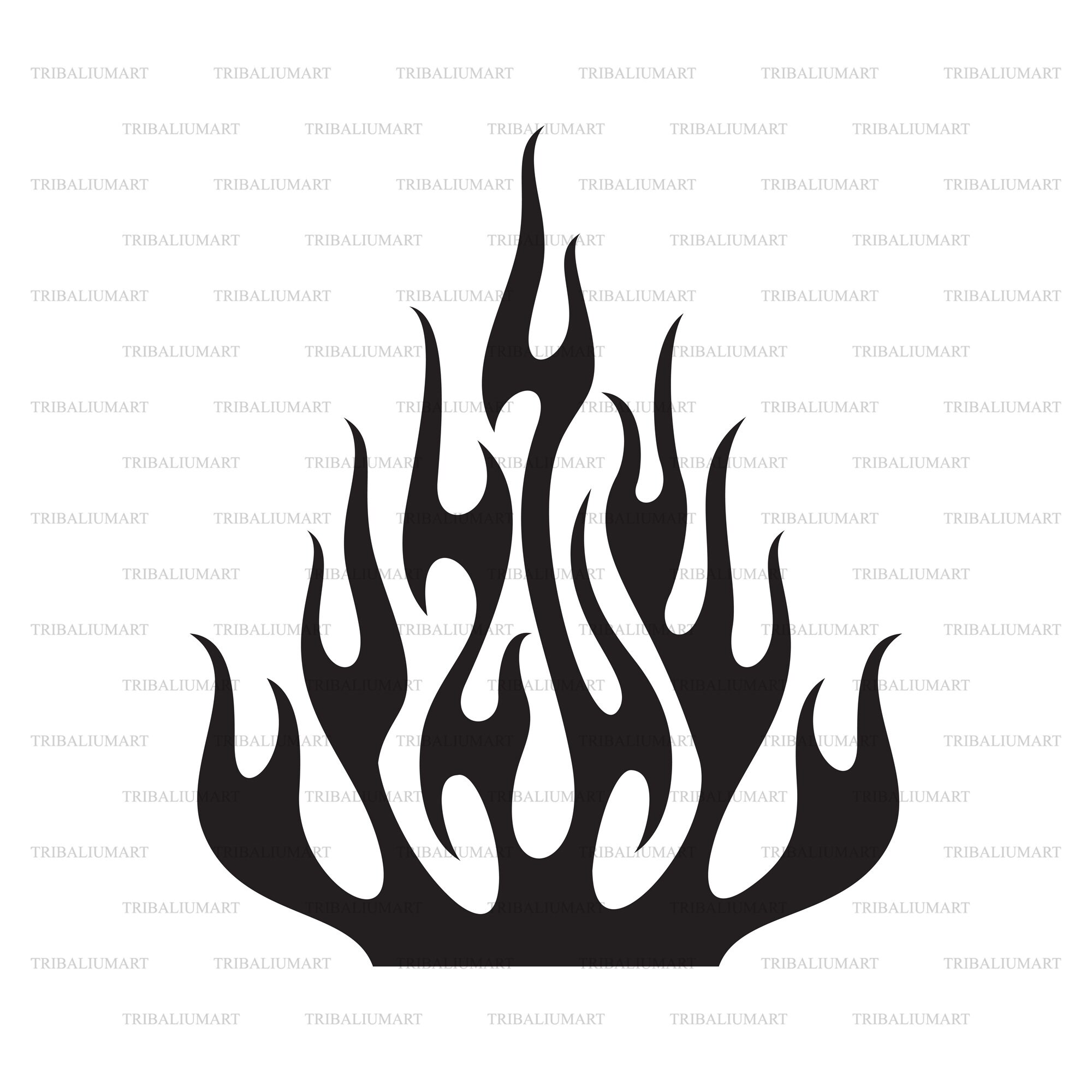 Flame (fire icon). Cut files for Cricut. Clip Art silhouettes (eps, svg, pdf, png, dxf, jpeg).