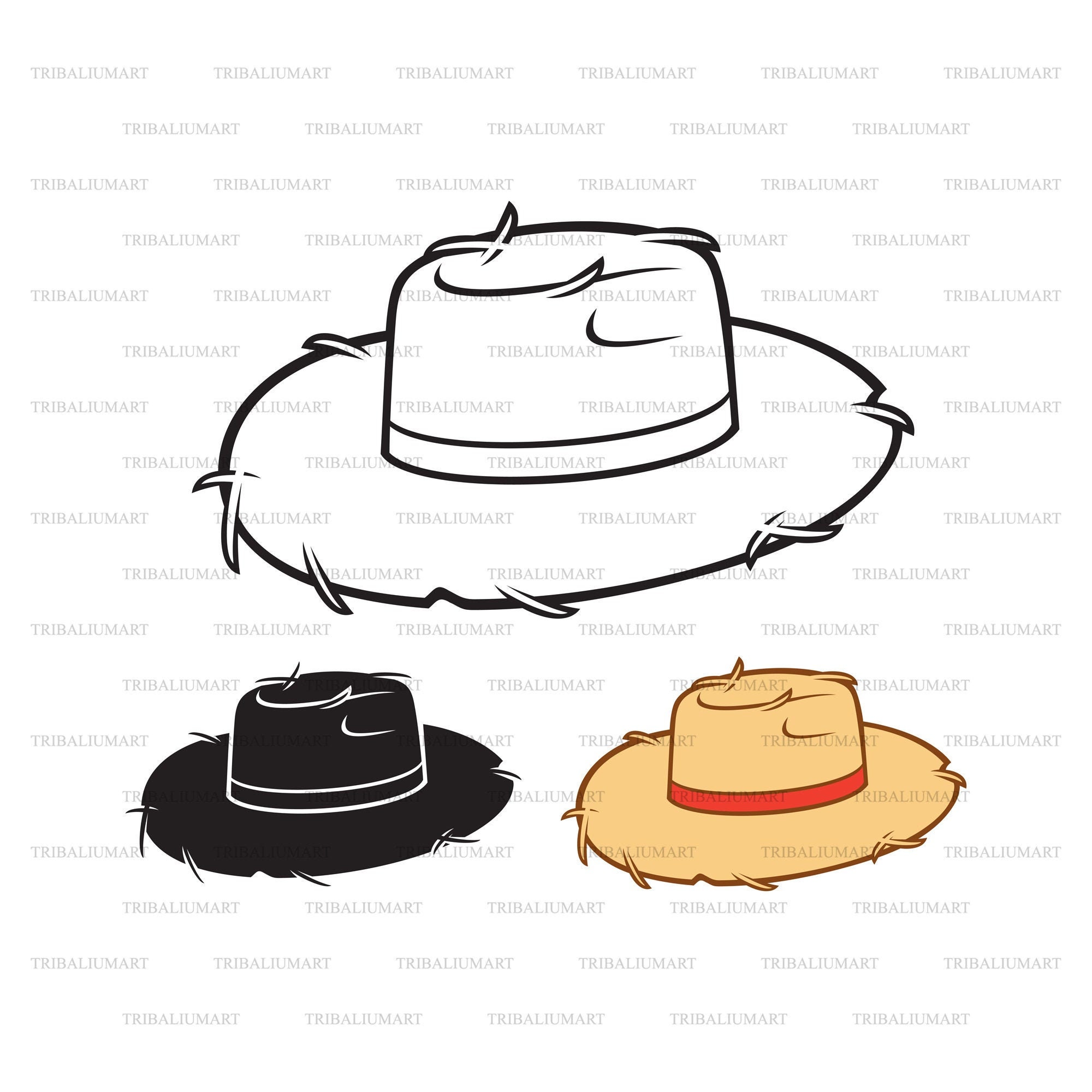 Straw Cut File Straw Hat. Cut Files for Cricut. Clip Art (eps, Svg, Pdf, Png, Dxf ...