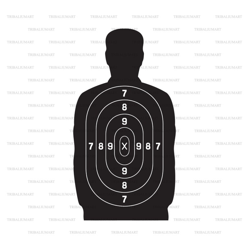 Target Human 2d Vector Black Human Target. Cut Files for Cricut. Clip Art (eps, Svg, Pdf, Png ...