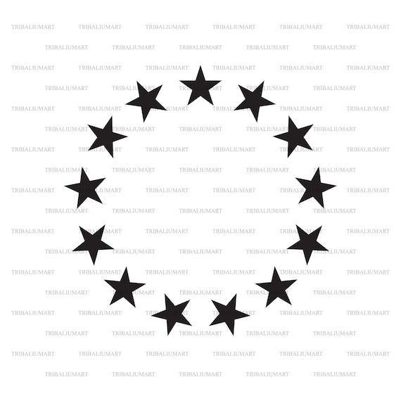 13 Star Betsy Ross Union (American Flag, Patriotic design, USA). Cut files for Cricut. Clip Art silhouettes (eps, svg, pdf, png, dxf, jpeg).