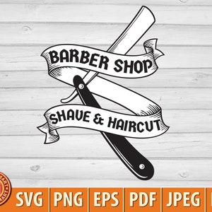 Barber Shop Symbol mit Rasiermesser. Rasur und haarschnitte. Schneide Dateien für Cricut. Clip Art Silhouette (eps, svg, pdf, png, dxf, jpeg).
