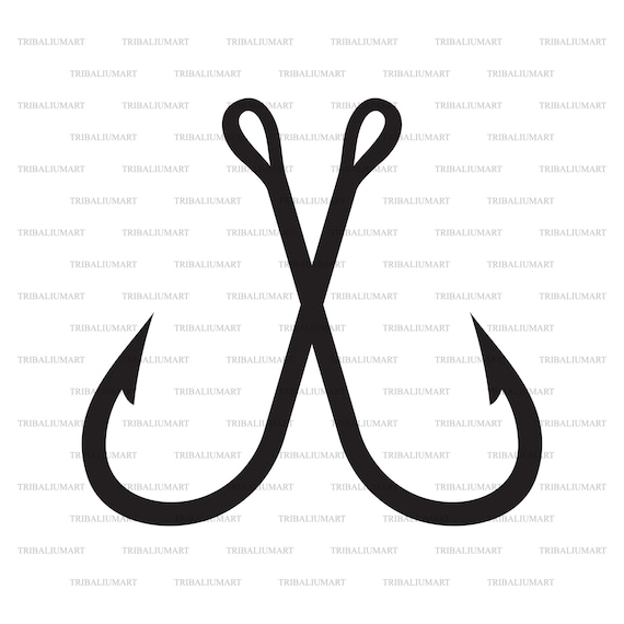 crossed fishing hooks Crossed Fishing Hooks. Cut Files for Cricut. Clip Art Silhouettes (eps,  Svg, Pdf, Png, Dxf, Jpeg)