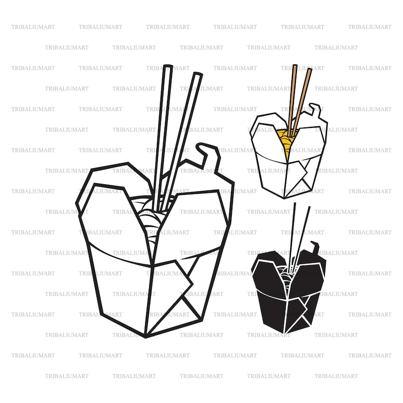 Chinese Fast Food Takeout Box eps Svg Pdf Png Dxf Jpeg Etsy