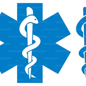 Símbolo médico cobra caduceus com pau (emblema para farmácia, ícone de farmácia). Corte arquivos para Cricut (eps, svg, pdf, png, dxf, jpeg).