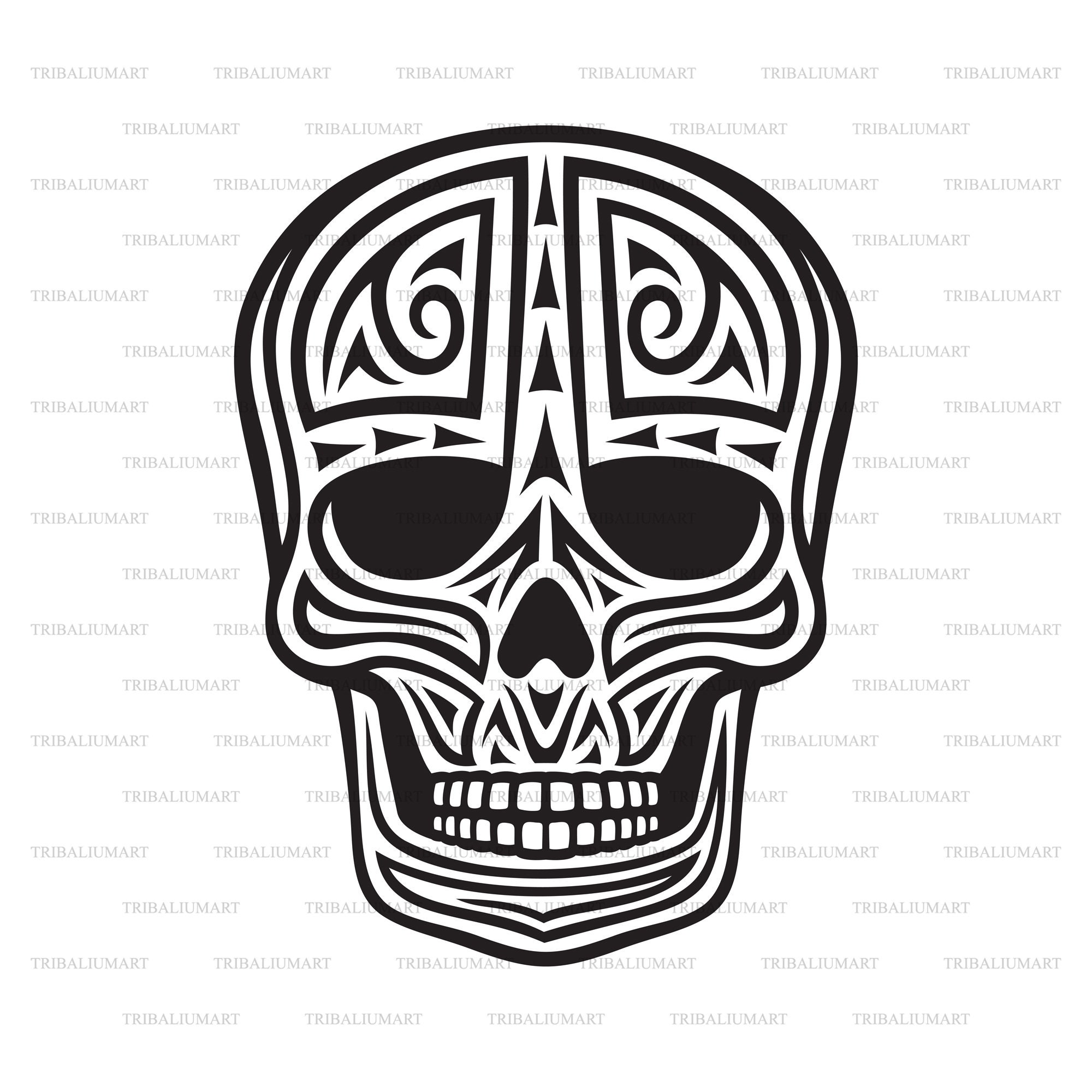 Tribal Skull Tattoo Design Decal