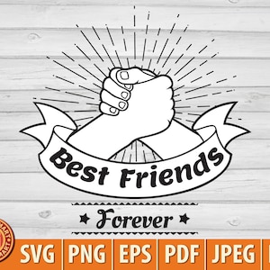 Beste Freunde für immer. Cut Dateien für Cricut. Clip Art Silhouette (eps, svg, pdf, png, dxf, jpeg).