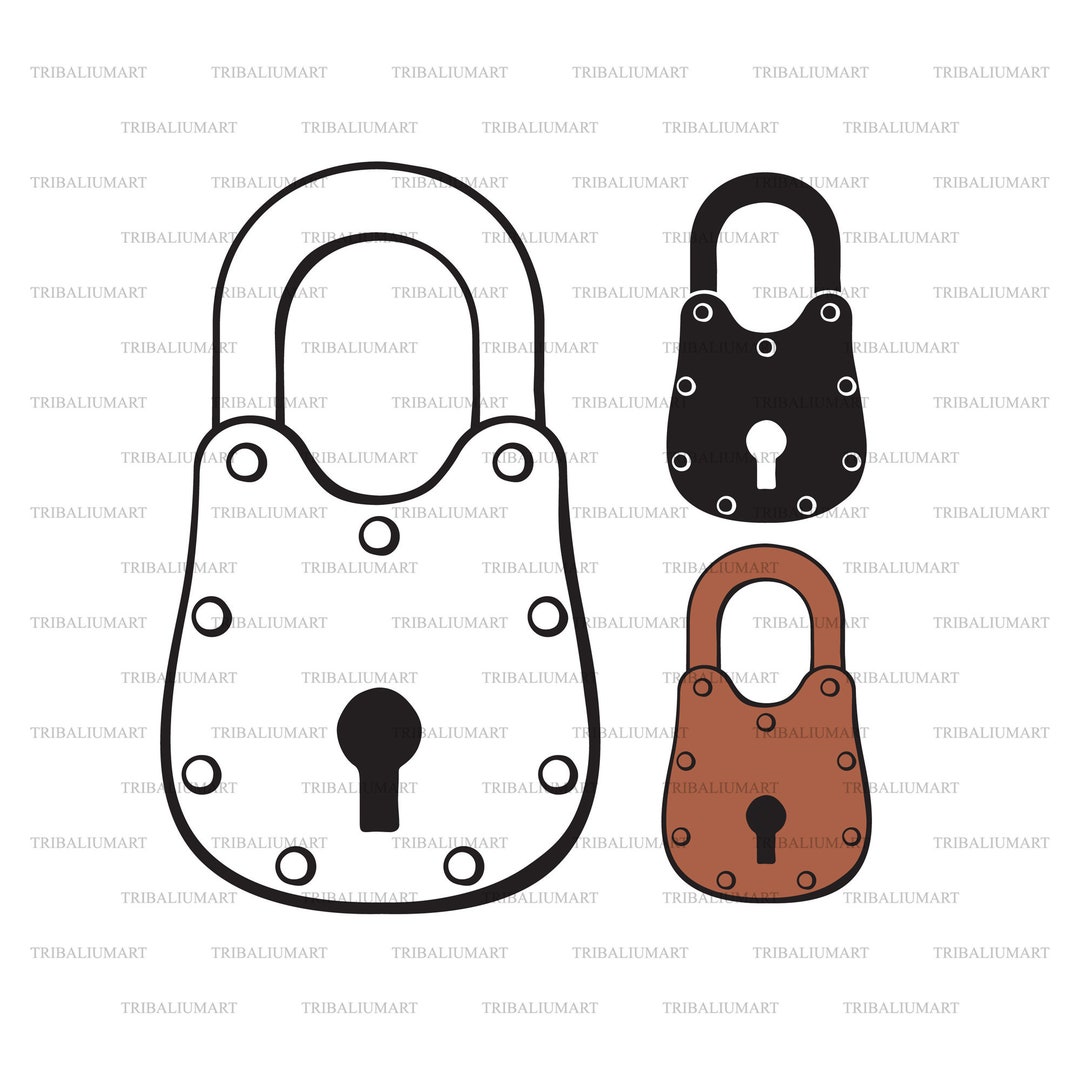 Old Padlock. Cut Files for Cricut. Clip Art Silhouettes (eps, Svg, Pdf ...
