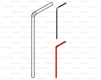 Drinking straw. Cut files for Cricut. Clip Art silhouettes (eps, svg, pdf, png, dxf, jpeg).