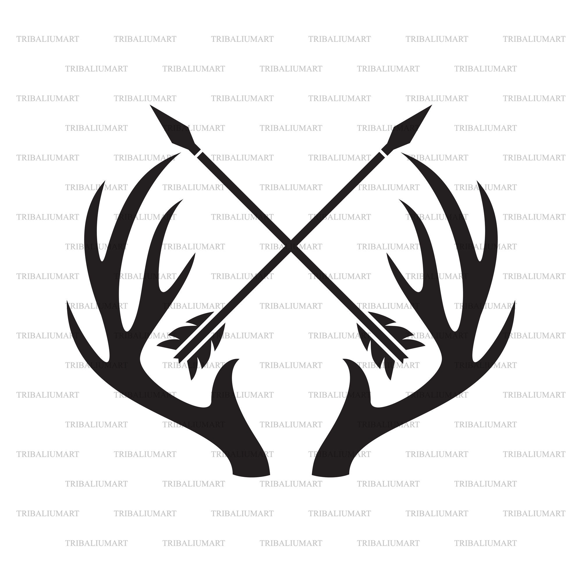 Deer head and crossed arrows. Cut files for Cricut. Clip Art Etsy