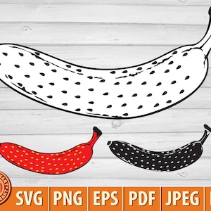 Banane Erdbeere. Cut Dateien für Cricut. Clip Art Silhouette (eps, svg, pdf, png, dxf, jpeg).