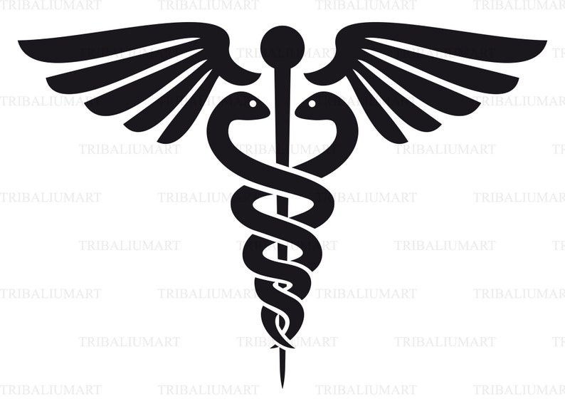 Caduceus medical symbol. Cut file for Cricut. Clip Art silhouette eps, svg, pdf, png, dxf, jpeg. image 1