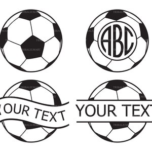 Fußball-Ball-Monogramm. Dateien für Cricut ausschneiden. ClipArt Silhouetten (eps, svg, pdf, png, dxf, jpg).