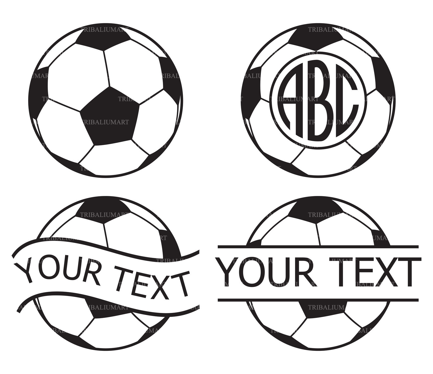 Soccer ball monogram. Cut files for Cricut. Clip Art Etsy