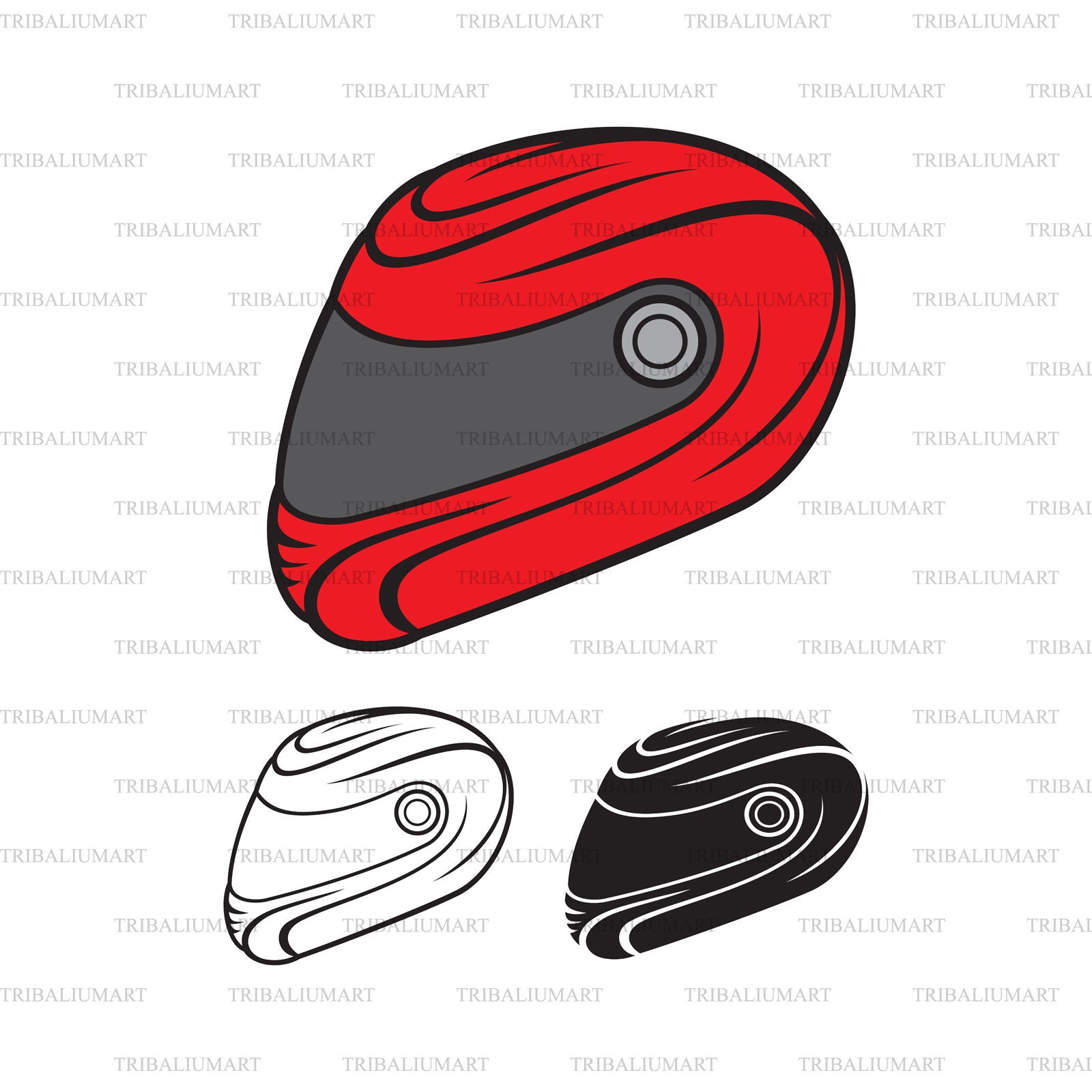 Motorcycle helmet. Cut files for Cricut. Clip Art silhouettes | Etsy