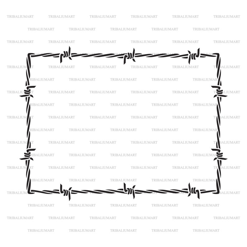 Barbed Wire Frame (border). Cut Files for Cricut. Clip Art Silhouettes ...