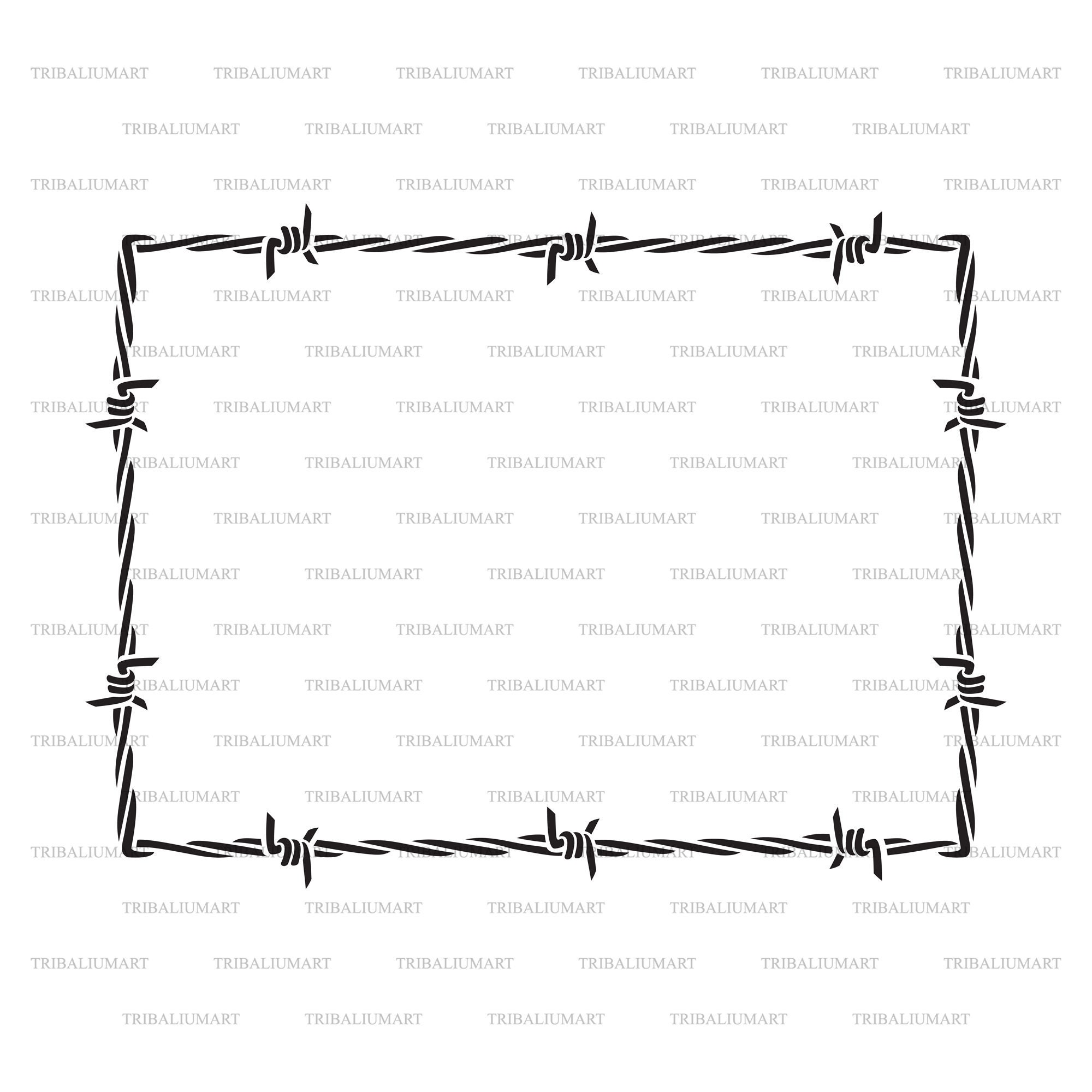 Barbed wire frame border Cut files for Cricut. Clip Art silhouettes eps svg pdf png dxf jpeg