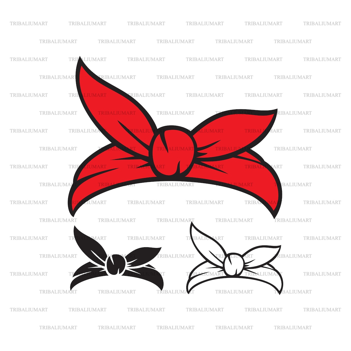 Bandana headband. Cut Files for Cricut. Clip Art Silhouettes Etsy