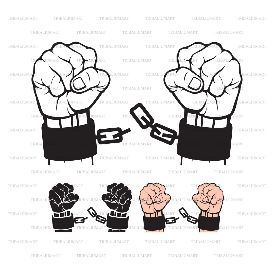 Hands Broken Chains fetters. Cut Files for Cricut. Clip Art eps, Svg