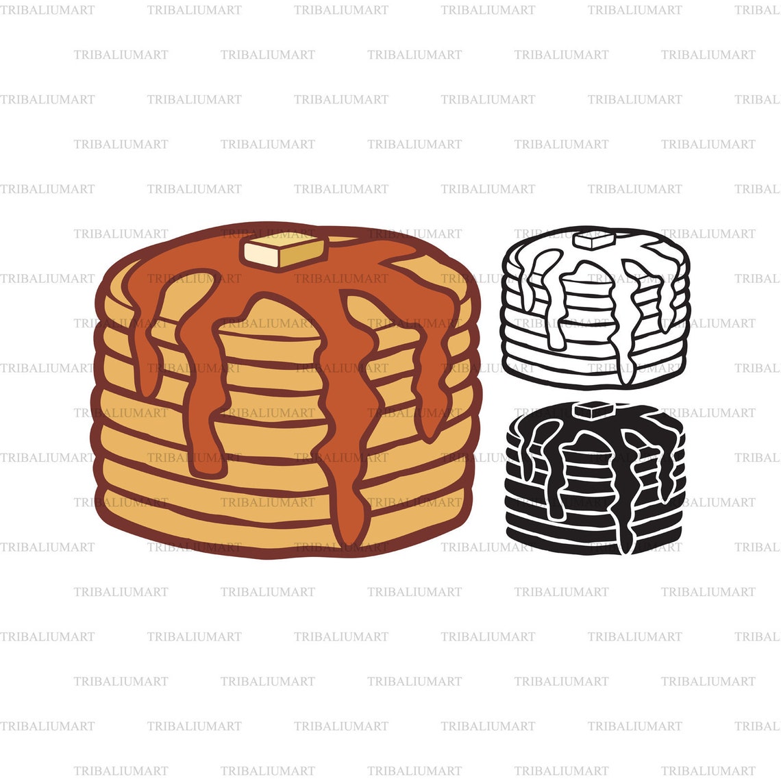 Pancakes with butter and syrup. Cut files for Cricut. Clip Art Etsy