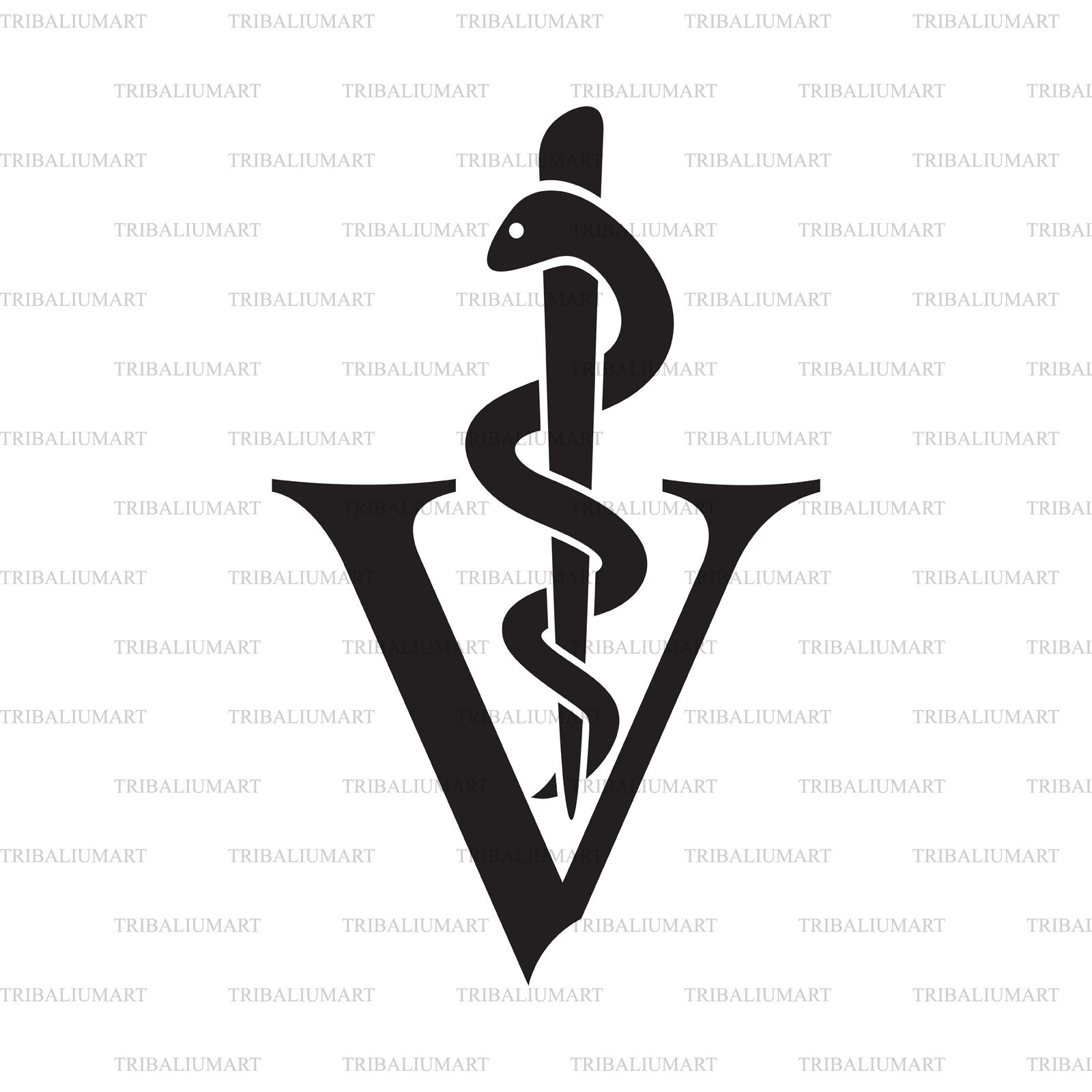 Veterinary clinic symbol caduceus snake with stick. Cut Etsy