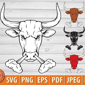 Boze stierenkop. Bestanden knippen voor Cricut. Clip Art silhouetten (eps, svg, pdf, png, dxf, jpeg).