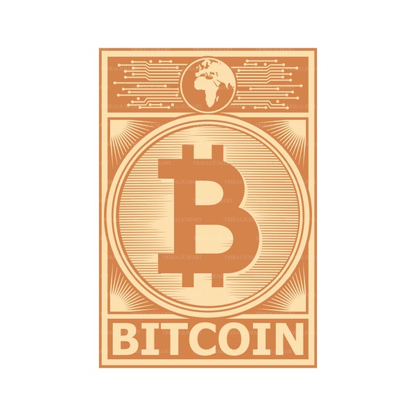 Bitcoin poster design (eps, svg, pdf, png, dxf, jpeg)