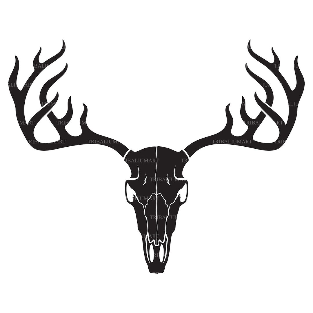 Deer Skull With Antlers (horns). Cut Files for Cricut. Clip Art ...