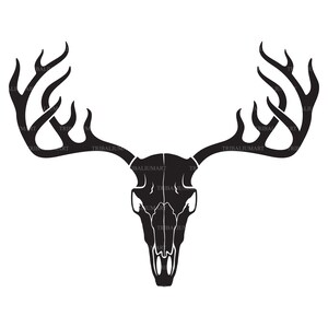 Deer skull with antlers (horns). Cut files for Cricut. Clip Art silhouette (eps, svg, pdf, png, dxf, jpeg).
