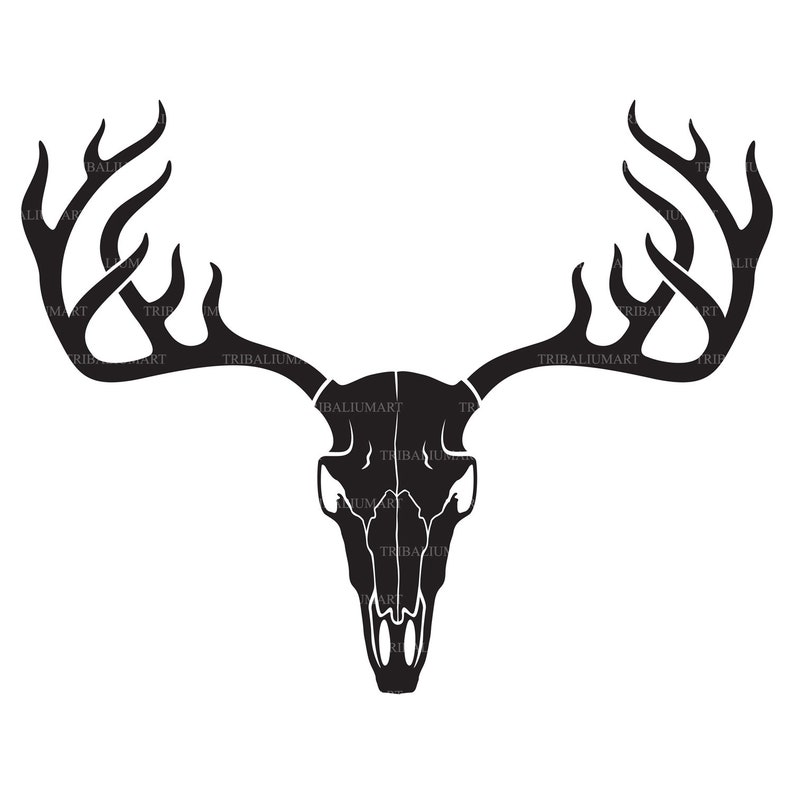 eps, svg, pdf, png, dxf, jpeg Cut files for Cricut horns Clip Art silhouette . Deer skull with antlers
