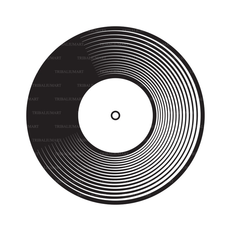 Vinyl disc record. Cut files for Cricut. Clip Art silhouette eps, svg, pdf, png, dxf, jpeg. image 1