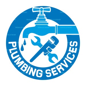 Plumbing services label. Cut files for Cricut. Clip Art silhouettes (eps, svg, pdf, png, dxf, jpeg).
