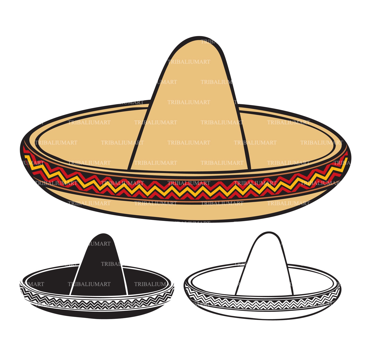 ソンブレロ（メキシコの帽子）。Cricut 用のカット ファイル。クリップ