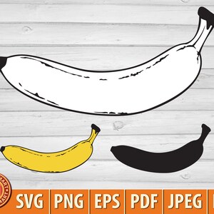 Banane. Couper des fichiers pour Cricut. Images clipart (eps, svg, pdf, png, dxf, jpeg).