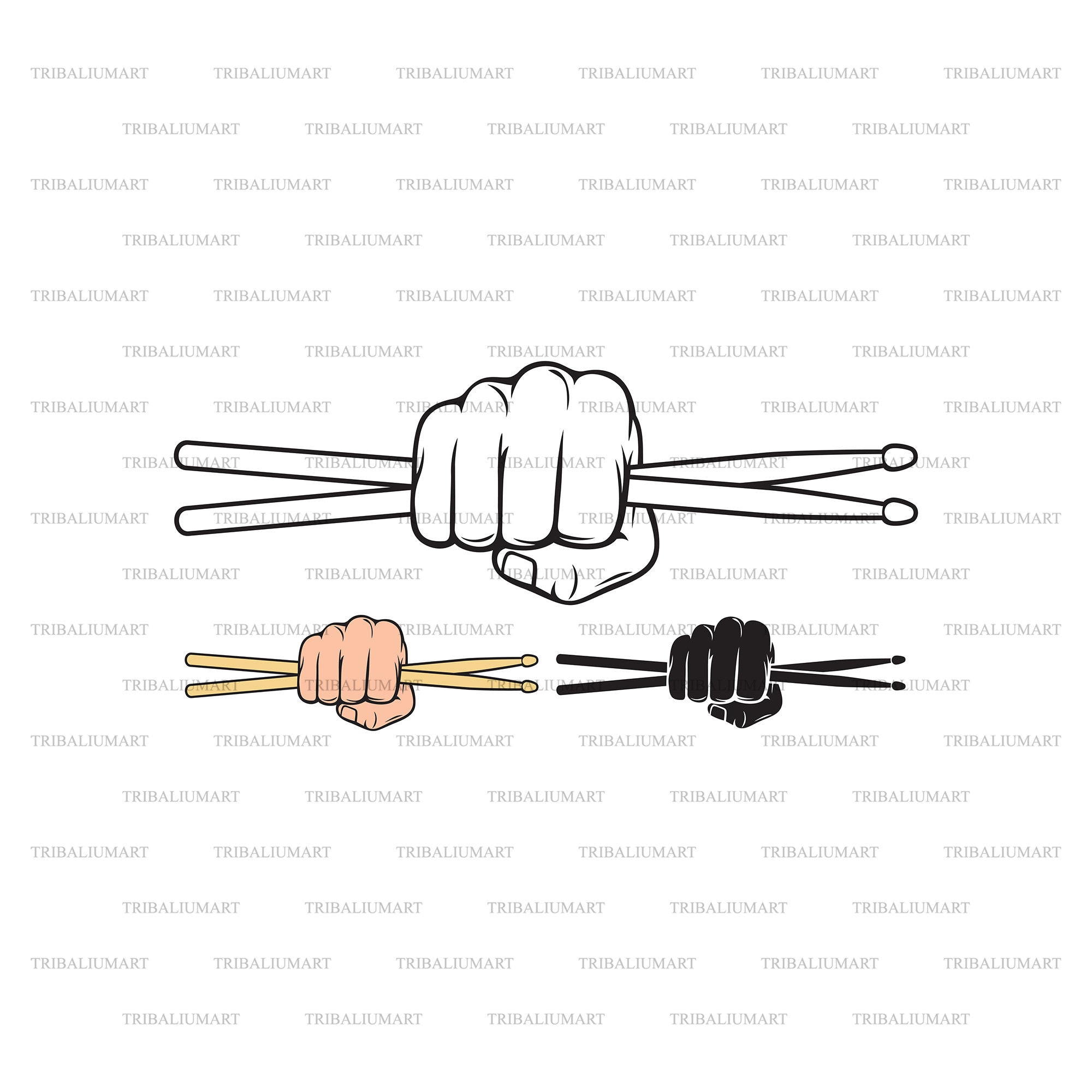 Hand With Drum Sticks fist. Cut Files for Cricut. Clip Art Etsy