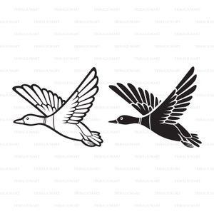 Vol de canard colvert. Découpez des fichiers pour cricut, silhouettes Clip Art (eps, svg, pdf, png, dxf, jpeg).