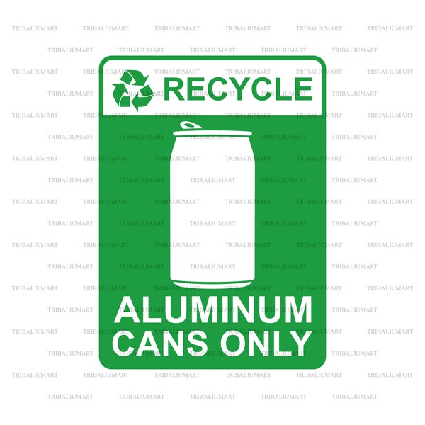 Recycle sign - aluminum cans only. Cut files for Cricut. Clip Art silhouettes (eps, svg, pdf, png, dxf, jpeg).