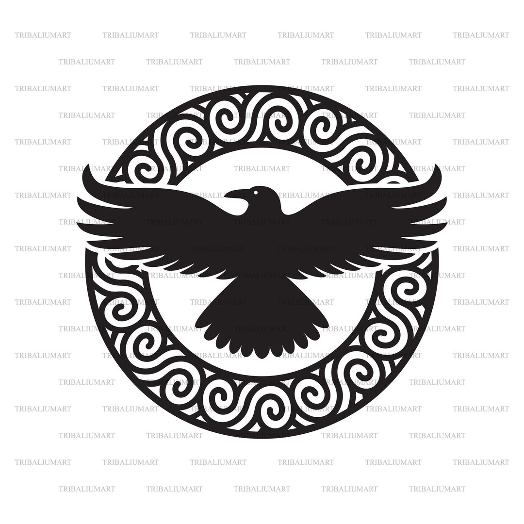 Raven Symbol badge. Cut Files for Cricut. Clip Art Silhouettes eps, Svg
