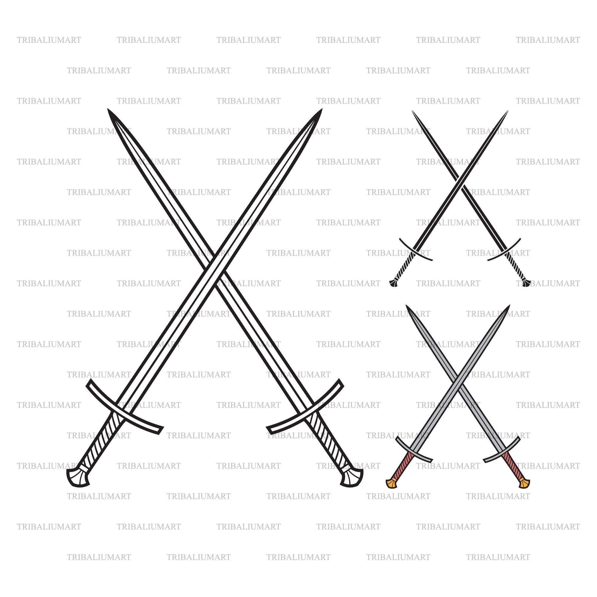 Set Of Crossed Swords Vector Illustration Royalty Free SVG, Cliparts,  Vectors, and Stock Illustration. Image 25498481.